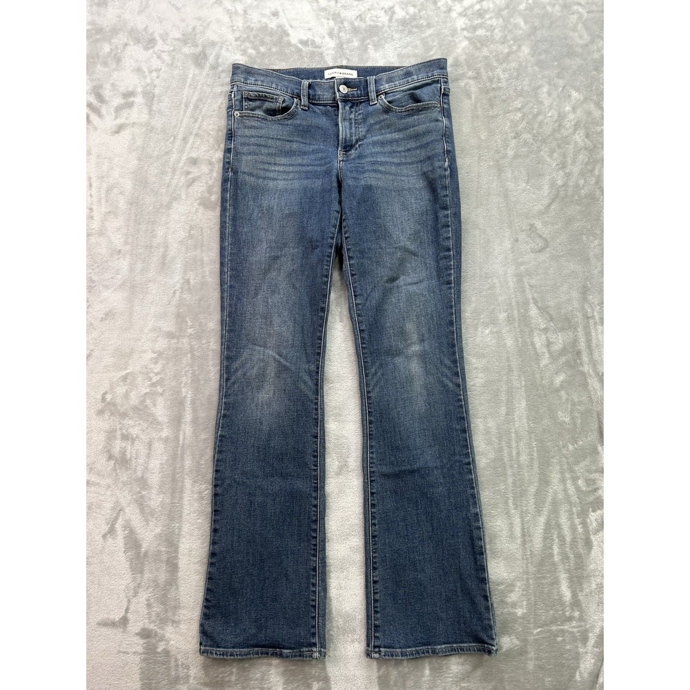 Lucky Brand Sweet Mid Rise Boot Blue Jeans Women 6/28R Western Cowgirl Bell Boho